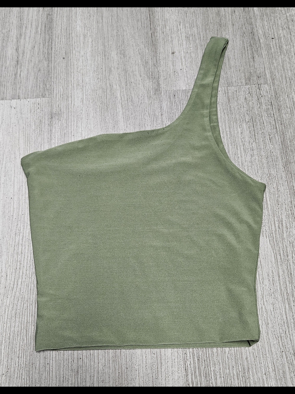 One-Shoulder Olive Green Sage Green Tank Top Womens XS Tube Crop Top